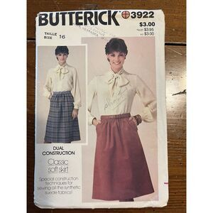 1970s Vintage Butterick 3922 Sewing Pattern Soft Skirt Size 16 Cut Complete